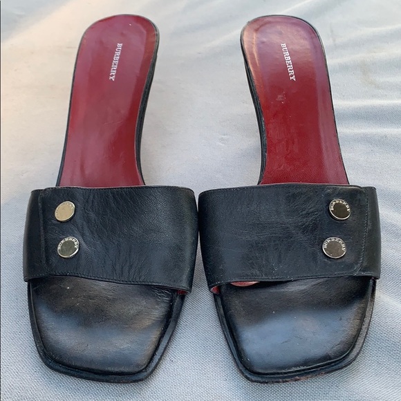 Vintage Black Burberry Square Toe Heels Sz 41.5 - Picture 1 of 6